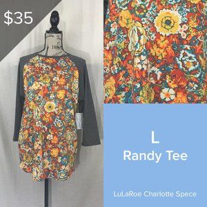 NWT Orange Floral Lularoe Randy Tee